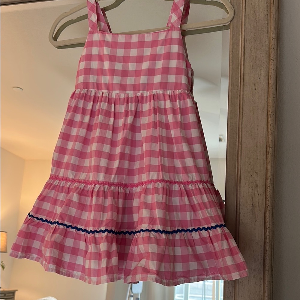 Tahari Pink and Blue Ruffled Smocked Sundress